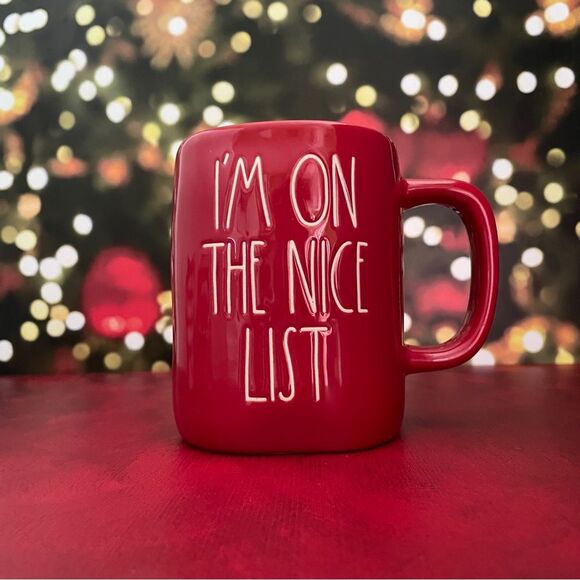 Rae Dunn Red Christmas Mug – “I’m on the Nice List” – Artisan Mug/Holiday Gift - Picture 1 of 9